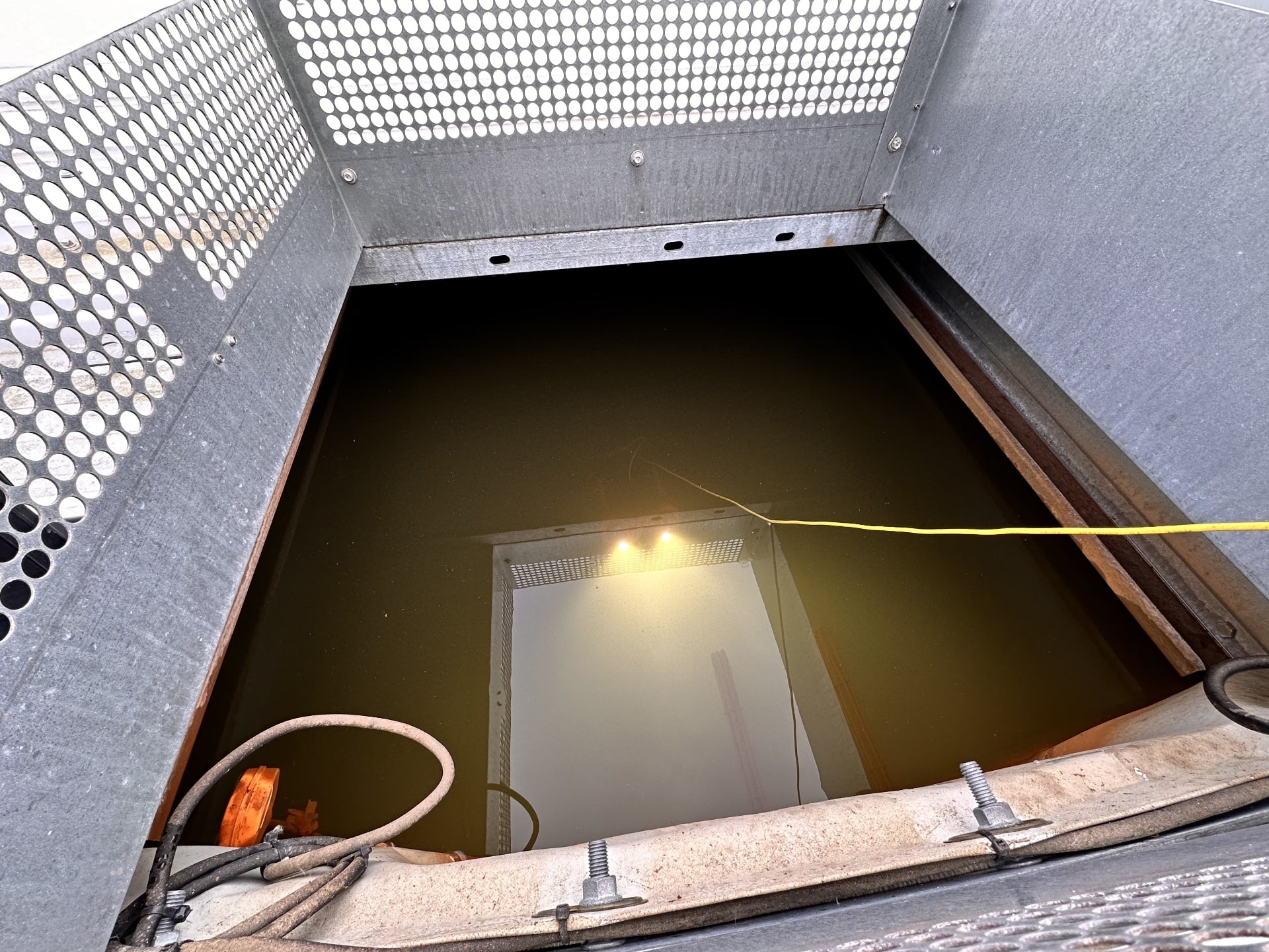 ROV inspection in extremely poor water quality in sprinkler tank