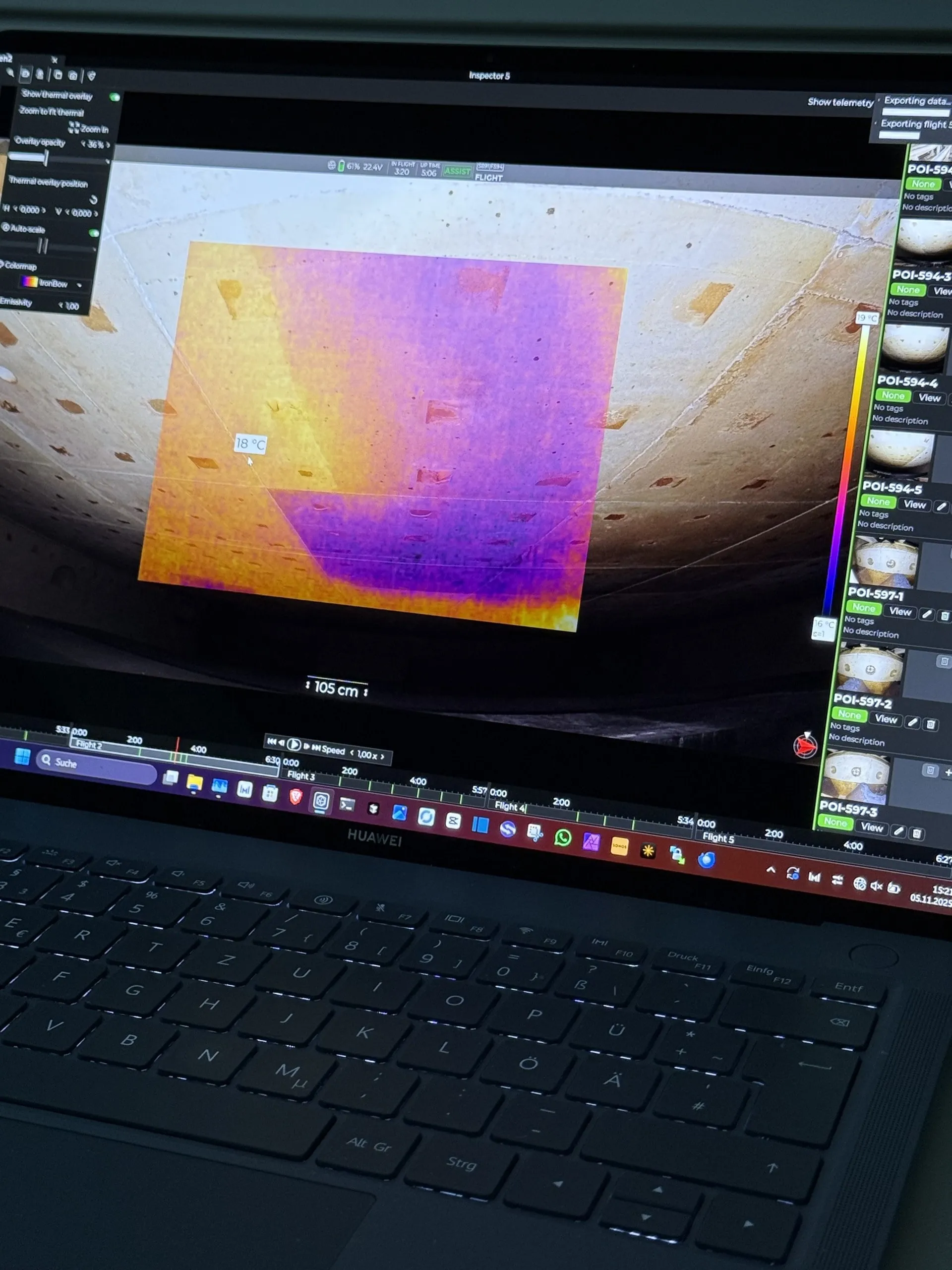 Thermografie-Auswertung am Laptop – Hubbalkenofen