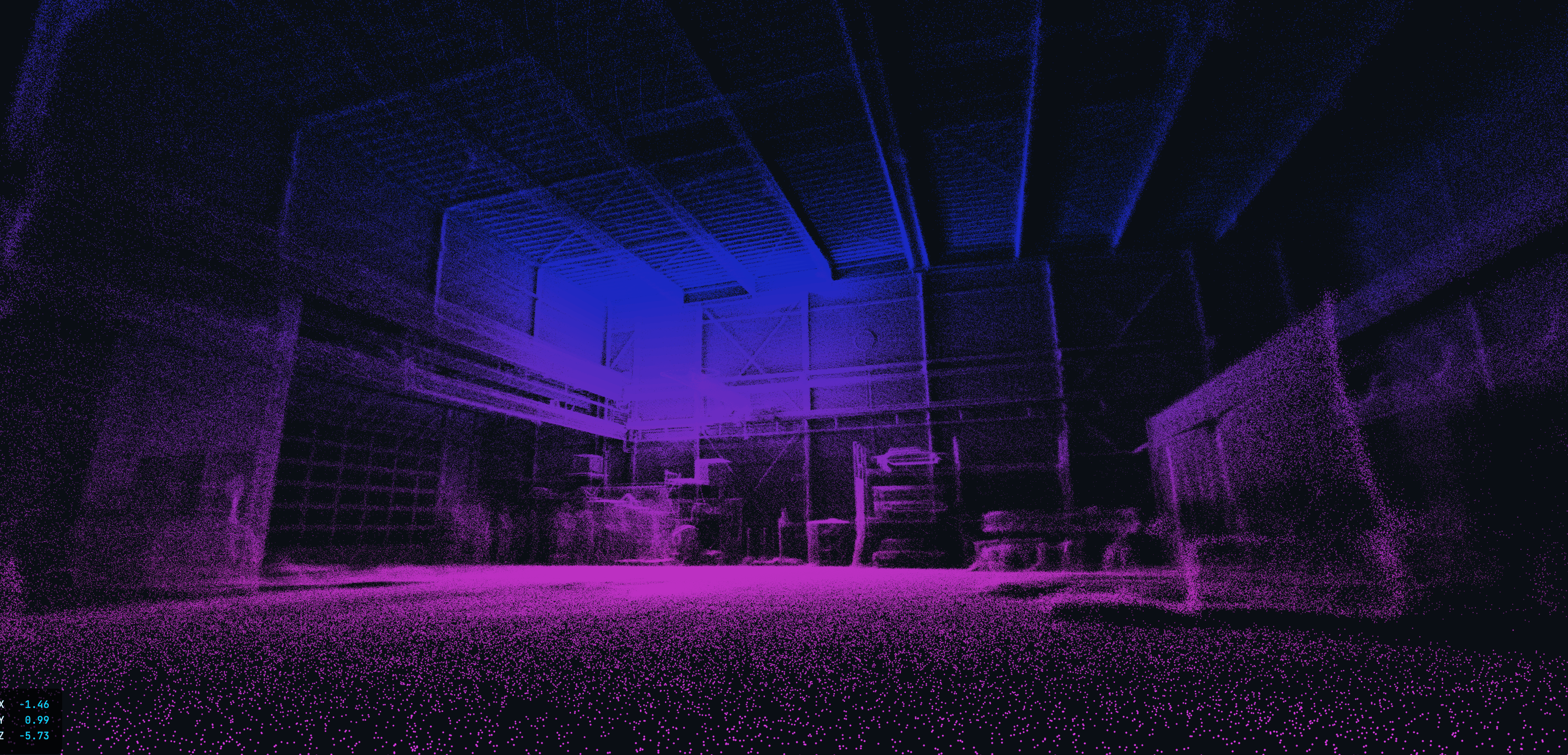 LiDAR-Scan einer Industriehalle