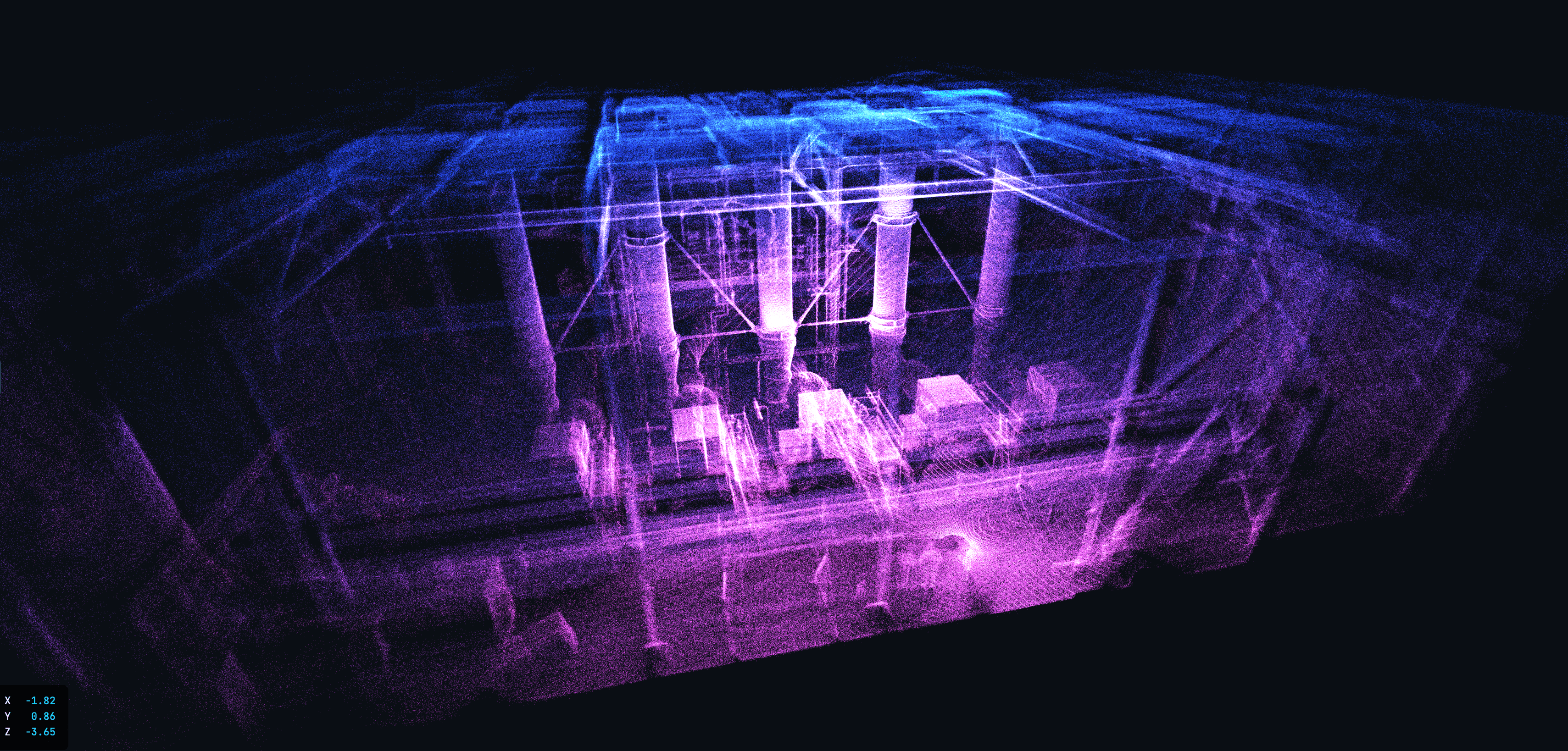 LiDAR-3D-Scan Kraftwerksrohre