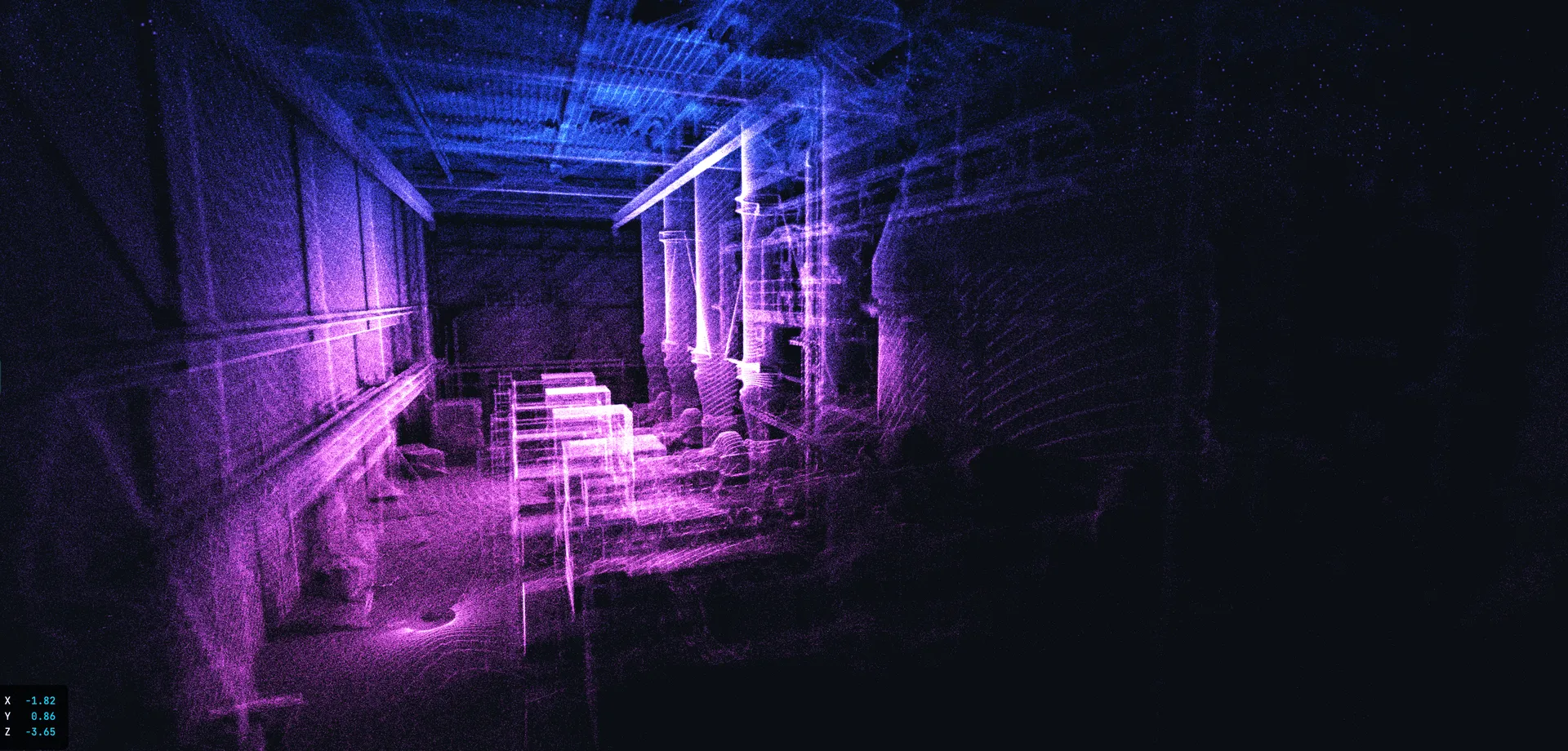 LiDAR-3D-Scan Kraftwerksrohre – Punktwolke