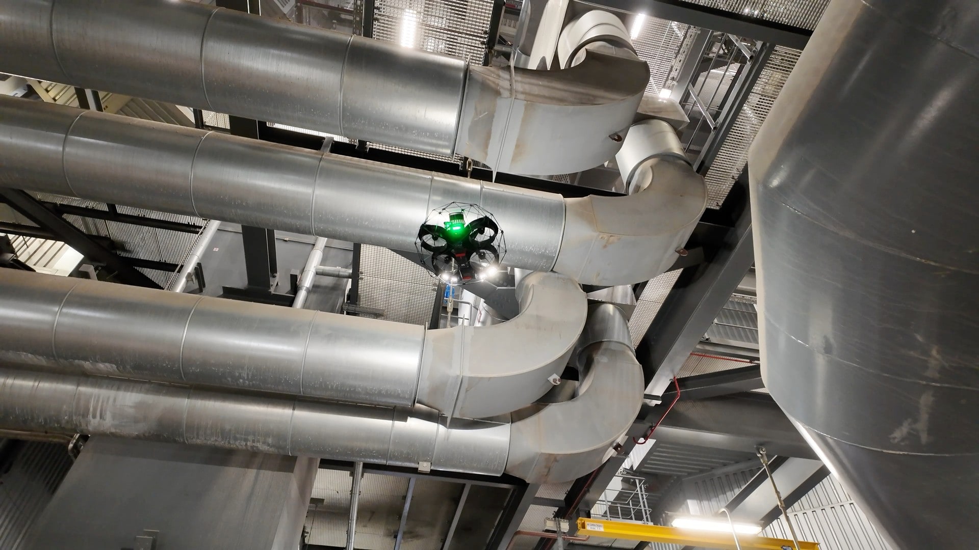 ELIOS 3 performing non-contact inspection of ash duct in power plant